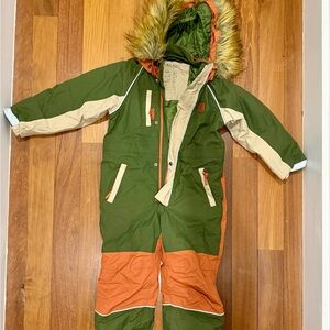 Kuling kid Green and Orange snow suit